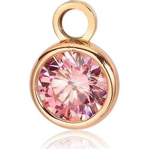 Valori Jewels Large Stylish Round, Zirconia Pink Gemstone, Rose Gold Plated, Sterling Silver Earring Charm
