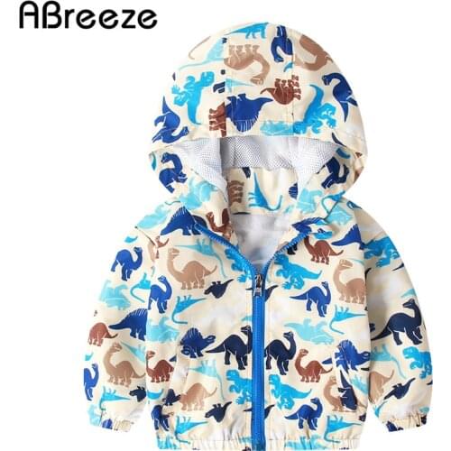 2019 Summer boys outerwear & coats Windbreak and sunscreen jackets for boys casual thin Dinosaur pattern baby boys hooded jacket