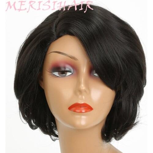 MERISI HAIR Black Color Short Pixie Cut Style Wigs For Black Women 3 Colors Available Synthetic Hair Female Daily Heat Resistant