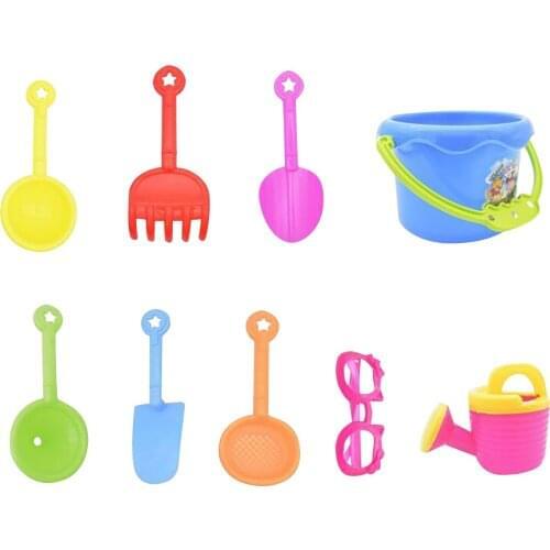9pc Bucket Digging Sand Shovel Beach Sand Toys Sets Cartoon Tinys Beach Sand Tools Toys Bucket Set Children Baby Outdoor Toys