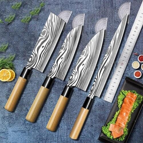 Stainless Steel Damascus Kitchen Knife Set Meat Chopping Knife Cooking Knife Fish Slicing Knife Cooking Knife