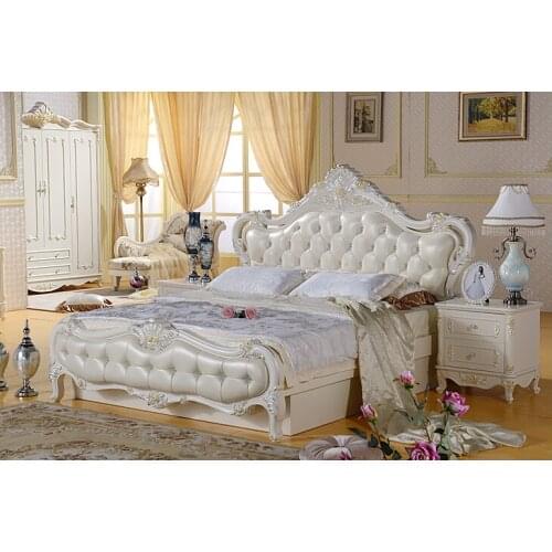 Solid wood bed Fashion European French Carved bedside 1.8 m bed 9842