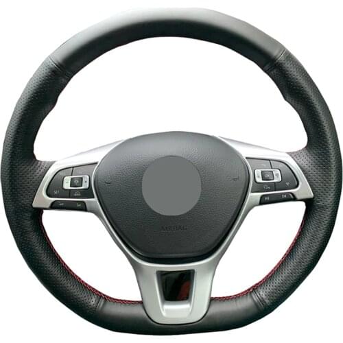Genuine Leather car steering wheel Cover For Golf 7 Mk7 New Polo Jetta Passat B8/Steering-Wheel Handlebar Braid