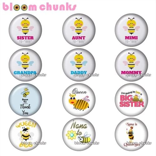 Daddy Mommy Sister Grandpa Nana Mimi Bee Round photo glass cabochon demo flat back Making findings 12mm/18mm/20mm/25mm A9734