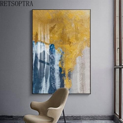 Modern Style Golden Abstract Canvas Art Painting Creative Style Wall Art Poster Print Minimalist Picture Home Room Decoration