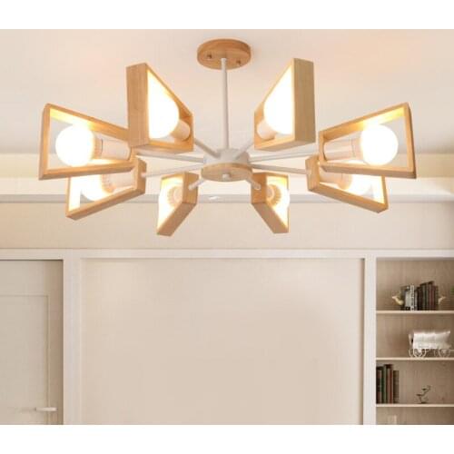 European style simple living room log fan shape modern bedroom dining room wooden art creative decorative Pendant Lights ZM1205