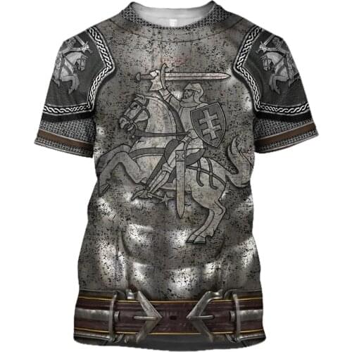 Drop shipping 3D Printed Knight Medieval Armor Men t shirt Knights Templar Harajuku Fashion Tee shirt summer Casual Unisex tees