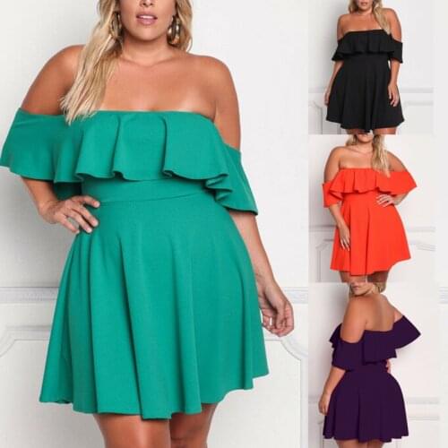 Sexy Off The Shoulder Dress For Women Summer Ruffles Elegant Night Club Party Dresses Vestidos Robe Femme Clothes Sundress 5XL