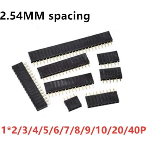 2.54mm female header single-row female single-row female header pin header 1*2P/3/4/5/6/9-40P (10 pcs)