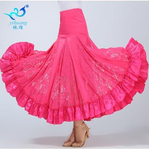 Modern Dance Skirt Girls National Standard Dancing Suit Female Square Dance Lace Suit Girls Waltz Dance Skirt D-0037
