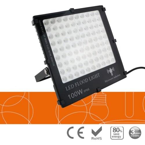 20pc/lot Untrathin Microwave Radar Induction Motion Sensor LED Floodlight 10w 20w 50W 100W 150W AC85-265V IP65 Outdoor Lighting