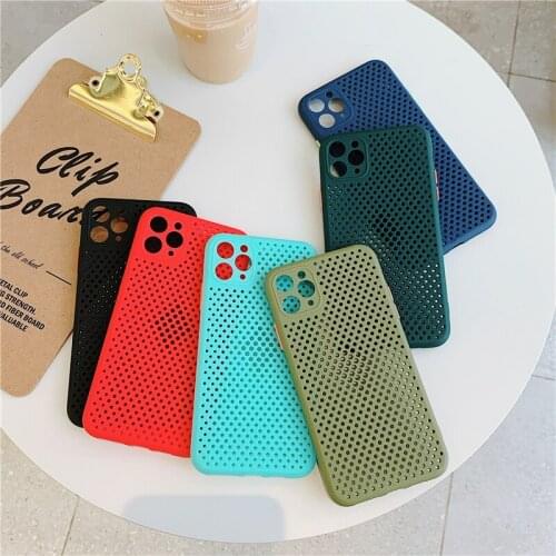 Heat Dissipation Solid Phone Case For iPhone 11 Pro X XR XS Max 6 8 7 Plus SE 2020 Hollow Camera Protection Candy Soft TPU Cover