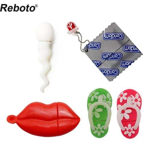 Cartoon Flip Flops Condom Red Lip Sperm Sexy USB Flash Drive 8GB 32GB 64GB U Disk memory usb stick fashion usb флэш-накопители