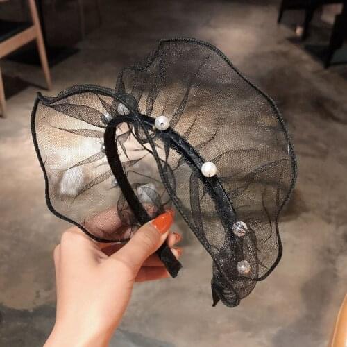 South Korea 2020 New Elegant Black Lace Headband Super Fairy Hair Band All-match out French Hair Band