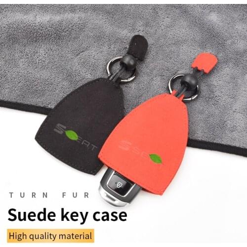 Suede Imprint SEAT Logo Key Case Key Cover for Seat Ibiza Leon Ateca Exeo Altea Alhambra Toledo Accessories