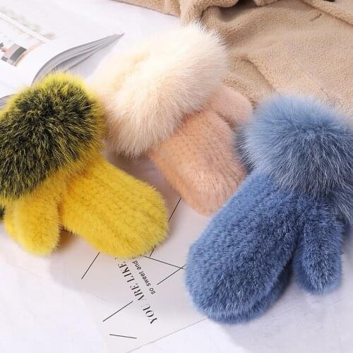 ZDFURS Women's Fur Mittens