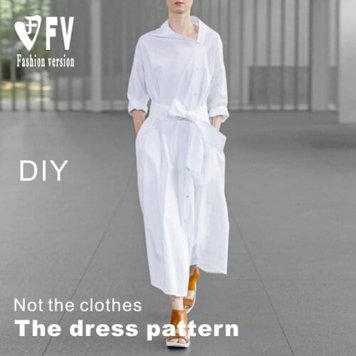 DIY clothing pattern womens casual long lace-up dress cutting drawings 1:1 pattern physical BLQ-575