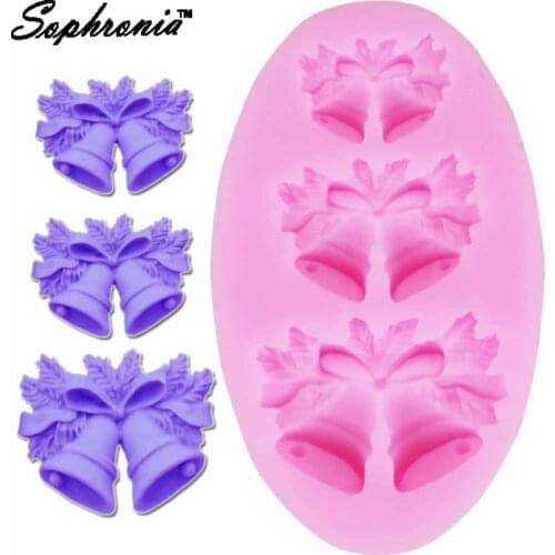 10PCS/SET Christmas Bells Silicone Mold for Chocolate Candy Gumpaste Party Cake Decorating Tools DIY Fondant Mold m801