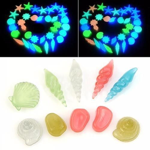 10 Pcs Mixed Conch Sea Shells Starfish Luminous Stone for Aquarium Fish Tank