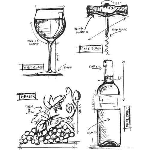 2021 New Retro Grape Wine Glass Bottle Pattern Clear Stamp For Craft Making Greeting Card Scrapbooking No Metal Cutting Dies Set