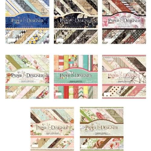 36sheets 7inch 8 style lace flower design gift wrapping paper creative papercraft add sticker handmade scrapbooking kit set book