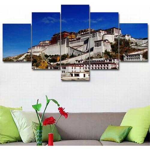 5 pieces Canvas wall art modern pictures frame Holy Tibet Potala Palace poster printings Oil painting for living room home decor