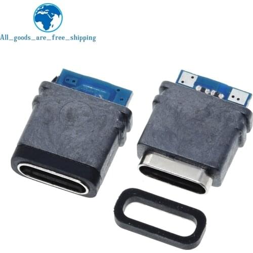 5PCS USB 3.1 Waterproof Type-C Connector16PIN 5A Female Socket Double 5.1K Resistor Support Charging And Discharging