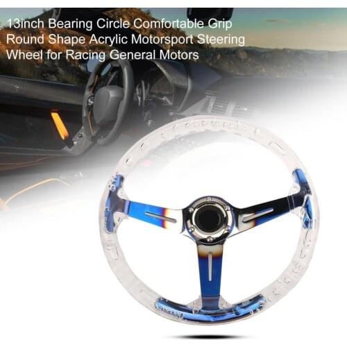 50% Hot Sales!!! STW029 13inch Bearing Circle Comfortable Grip Round Shape Acrylic Motorsport Steering Wheel for Racing General