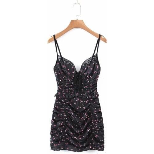 DUISNENA black mini dress strap Lace floret backless short sexy women dresses party dress vestidos