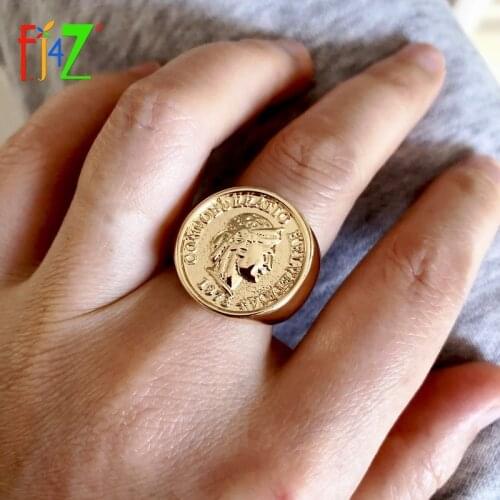F.J4Z Hot Women Rings Vintage Coin Top Finger Rings Pop Geometric Rings Jewelry Girls Gifts anillos de mujeres Dropship