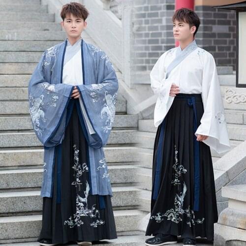 Ancient Chinese Costume Men Stage Performance Outfit For Dynasty Men Hanfu Clothing Satin Robe Chinese Traditional Dress DN4905