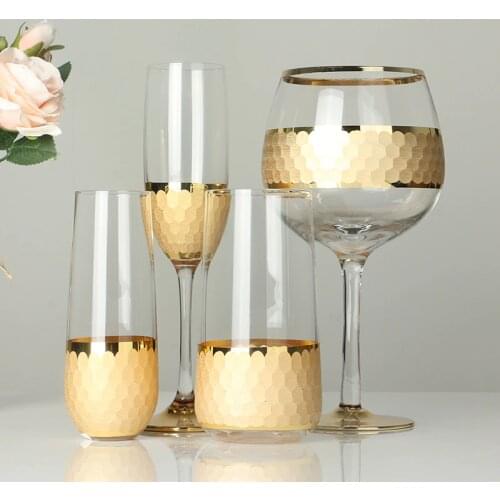 Creative crystal glass cup wine glass Champagne goblet honeycomb Phnom Penh Whiskey brandy glass home water cup