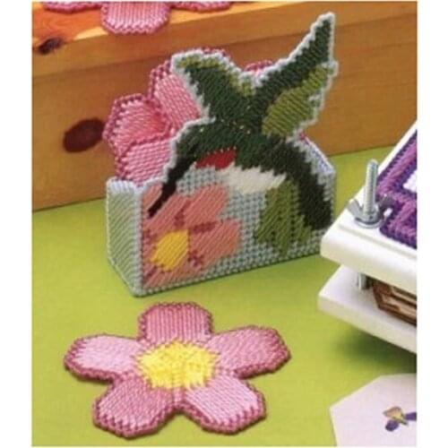 1 set, three-dimensional embroidery kit, three-dimensional cross-stitch, bird language, floral fashion coaster placemat