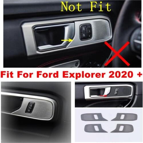 For Ford Explorer 2020 2021 Inner Door Armrest Pull Doorknob Handle Panel Frame Cover Trim Black / Silver Interior Accessories