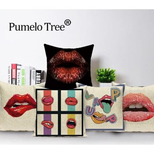 Nordic Home Decor Pillow Case Cartoon Lips Cushion Covers Modern Linen Throw Pillow Covers Pillow Cover Cushions Quality Kissen