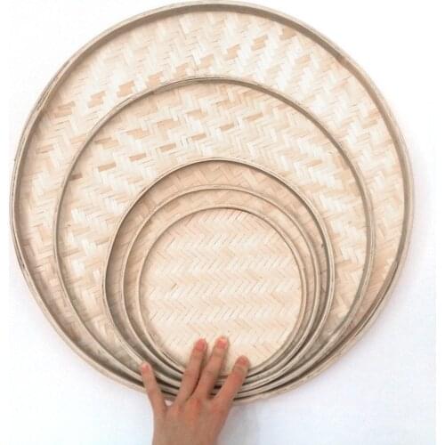 New Arrival Practical Handmade Round Bamboo Weaving Sieve Fruit Tea Leaf Basket Storage Organizer Storage Baskets Hot Sale