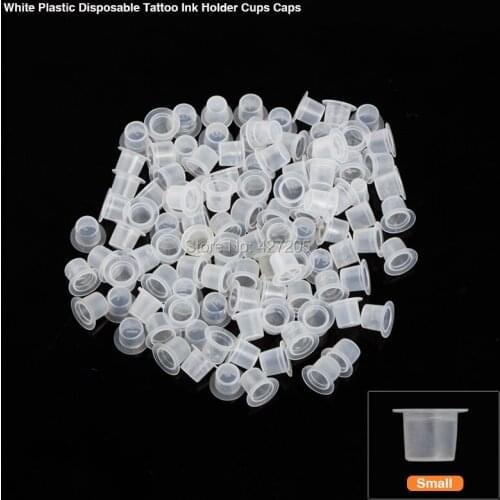 Free Shipping 1000pcs/pack White Plastic Disposable Tattoo Ink Pigment Holder Cups Caps Small Size 13 x 9mm Tattoo Supplies