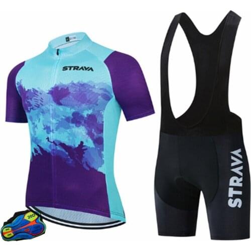 STRAVA Wholesale Ropa Custom Printed Ciclismo Summer Sun Protection Quick Dry Bicycle Jersey Bib Shorts Cycling Customize Suit