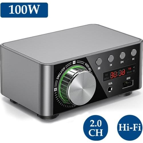 HIFI Digital Power Audio Amplifier board 100W Stereo AMP Amplificador Home Theater USB TF Card Player