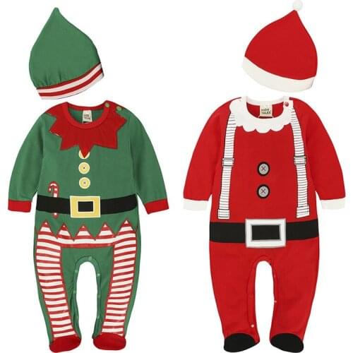 Christmas Santa Claus Girls Newborn Infant Toddler Boy Romper Spring Autumn Clothes Toddler Baby Overalls Hat Jumpsuit Costume