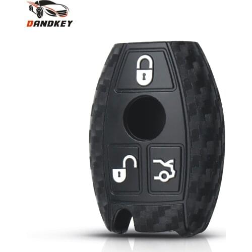 Dandkey Carbon Silicone Key Case For Mercedes Benz A180 A200 A260 W203 W210 W211 AMG W204 C E S CLK CLA SLK Classe Car Styling