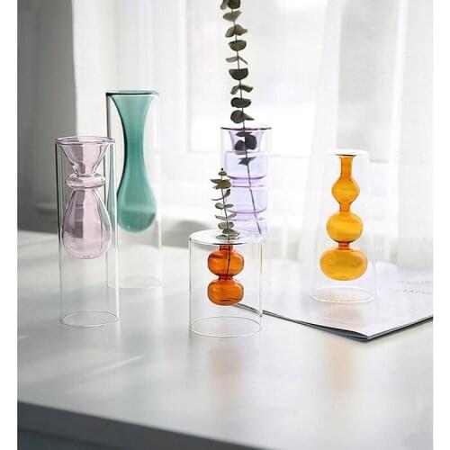 Glass Vases for Tabletop Plant Decorative Vases for Weddings Events Decoration Arrangements Office Desktop Home Bookshelf
