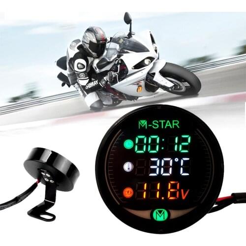 LED 3-in-1 Motorcycle Meter 12V Waterproof Time Temperature Voltage Display Table For Honda CRF 250 450 X 230F XR 230 250 400