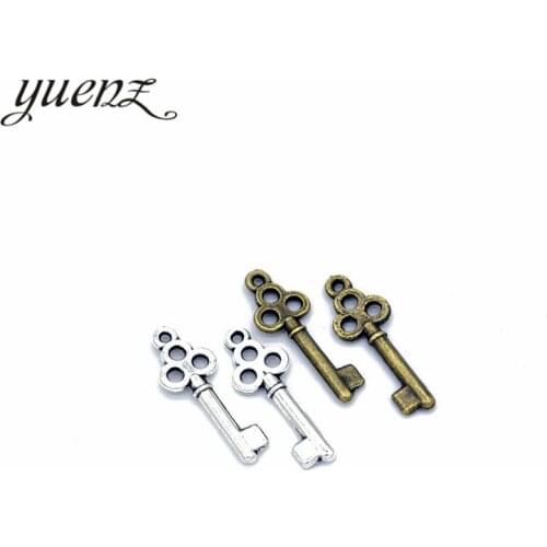 YuenZ 50pcs 2 color Antique silver color Metal key Charms Pendants For Jewelry Making Diy Handmade Jewelry 20*7mm O241
