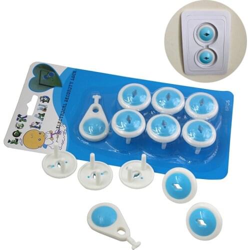 Protection 6+1Pcs Russian EU European Euro Security Child Electric Socket Outlet Plug Two Phase Safe Lock Cover Baby Kids Safety