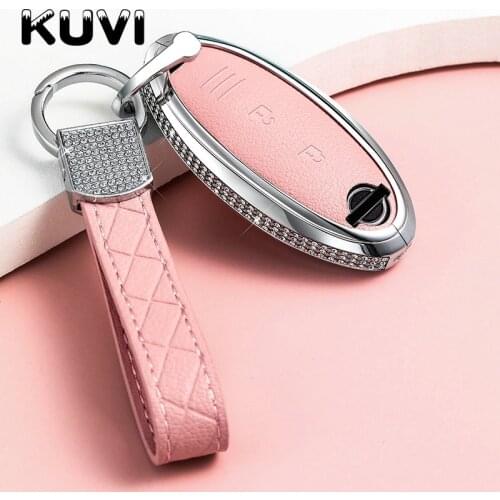 Women Leather Remote Car Key Case Cover For Nissan Qashqai Pulsar March 370Z Micra Juke Note Tiida Wingroad NV200 Leaf Cube Bag