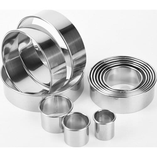 12pcs Hot Stainless Steel Round Cookie Biscuit Cutters Circle Pastry Cutters Metal Baking Circle Ring Molds for Fondant Cake DIY