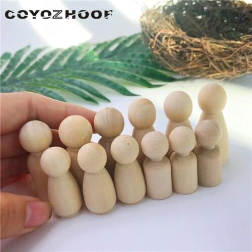 32Pcs Wooden Peg Dolls - Unfinished Kids Toys DIY Figures - Waldorf Wooden Figurine Weddings Cake Dolls Decor Dolls Toys Set