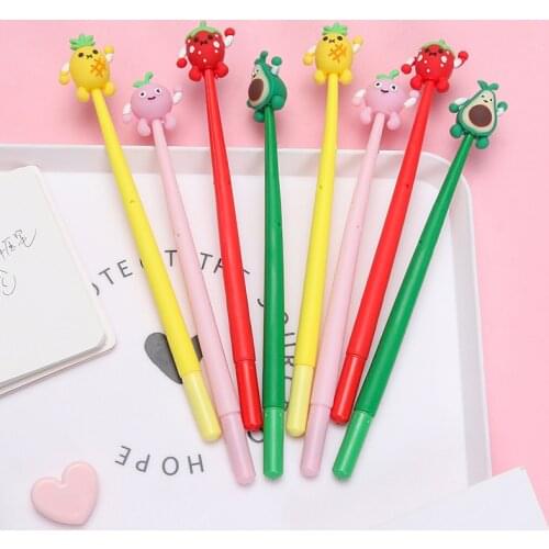 36pcs Korea cute creative avocado silicone gel pen small fresh cartoon office pen student exam pen