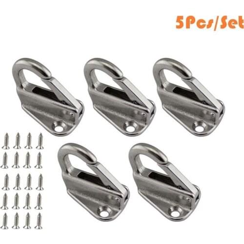 5PCS 316 Stainless Steel Fender Hook Closed Open Type Polish Marine Sailboat Hardware Fender Hook